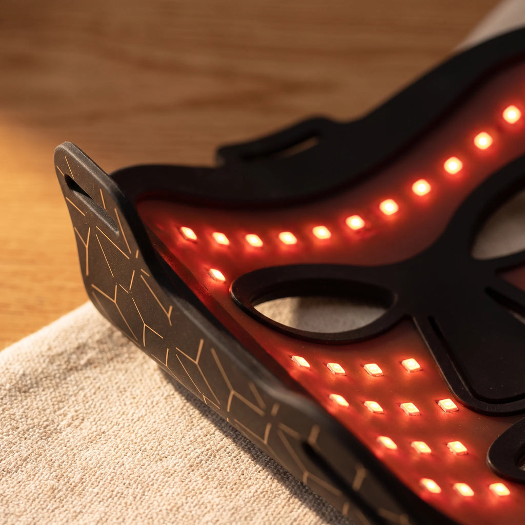 Inside of the Clinirae Light Mask showing the red LEDs