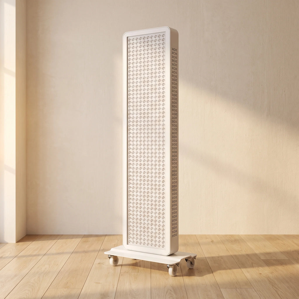 Clinirae Light Panel 320, white standing LED panel on a rolling base